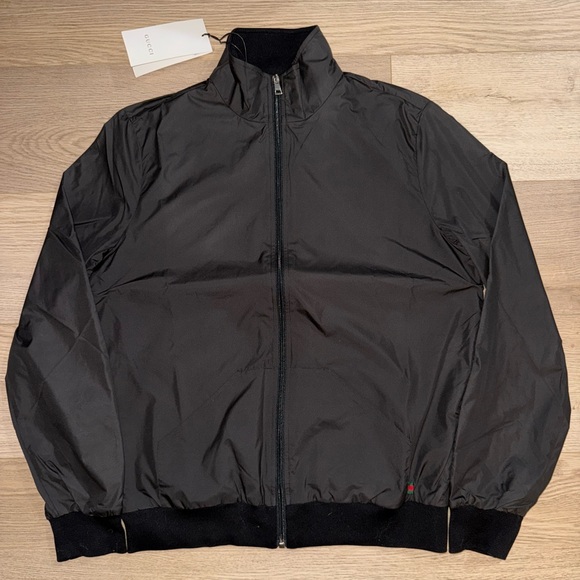 Gucci Dark Steel Grey Full Zip Bomber Jacket NEW